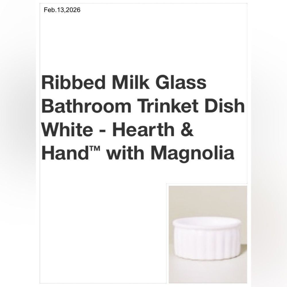 NWT 3 SPRING RIBBED MILK GLASS BATHROOM TRINKET DISH WHT HEARTH&HAND W/MAGNOLIA